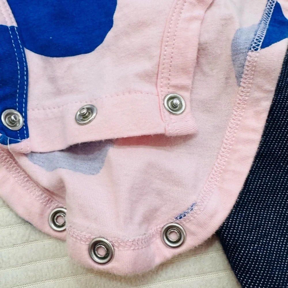 Carter's Pink Dress with Navy Blue Polka Dots Denim Leghing VGUC 24 Month
